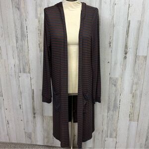 Daytrip Striped Open-Front Hooded Cardigan‎